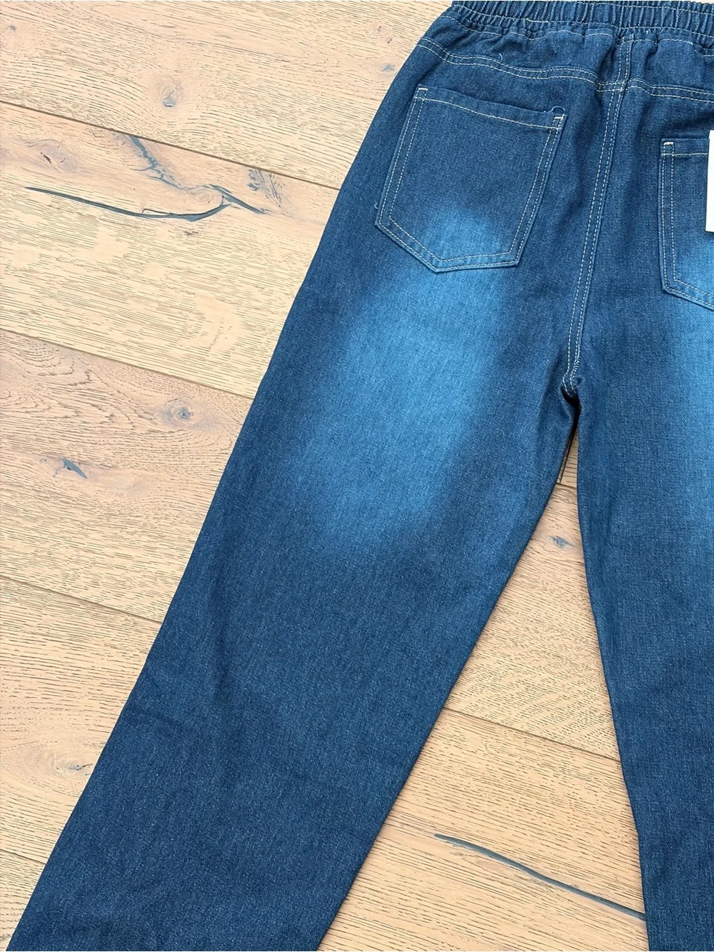 Kids Dark Blue Denim Jogger Pants with Drawstring